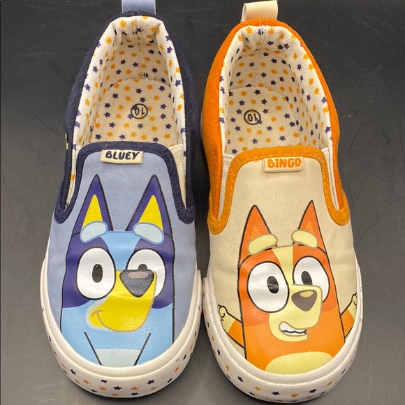 Bluey and Bingo Size 10 girls Slip-On Shoes - Orange and Blue - Picture 2 of 9